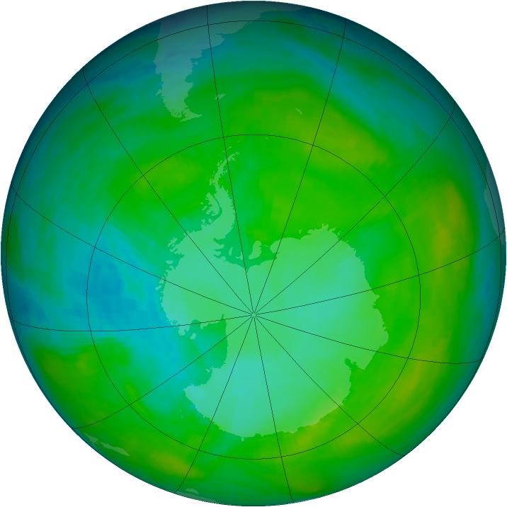 Antarctic ozone map for 21 January 1983